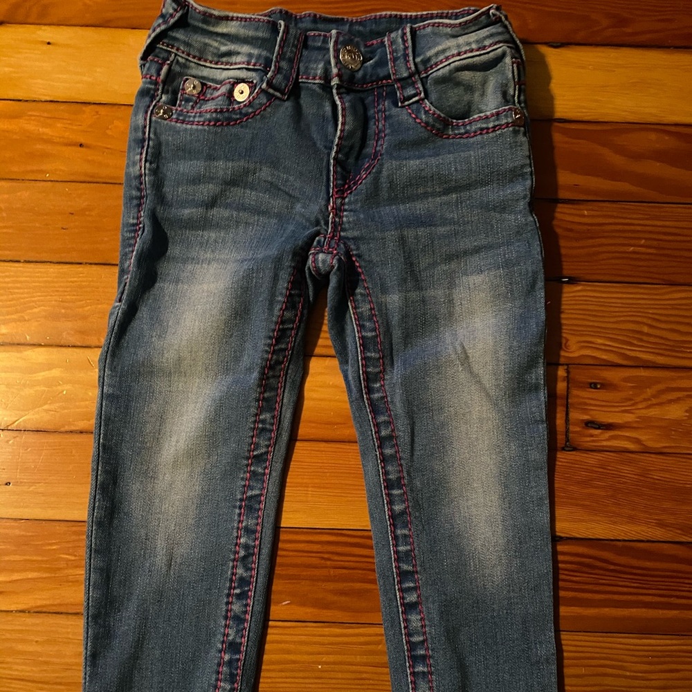 True Religion Jeans with pink stitching 3T
